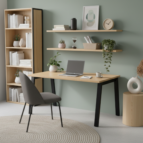 Switch Rectangular Modern Office Desk with Black A Frame Leg & Beech Plain Top W1200xD800xH725mm